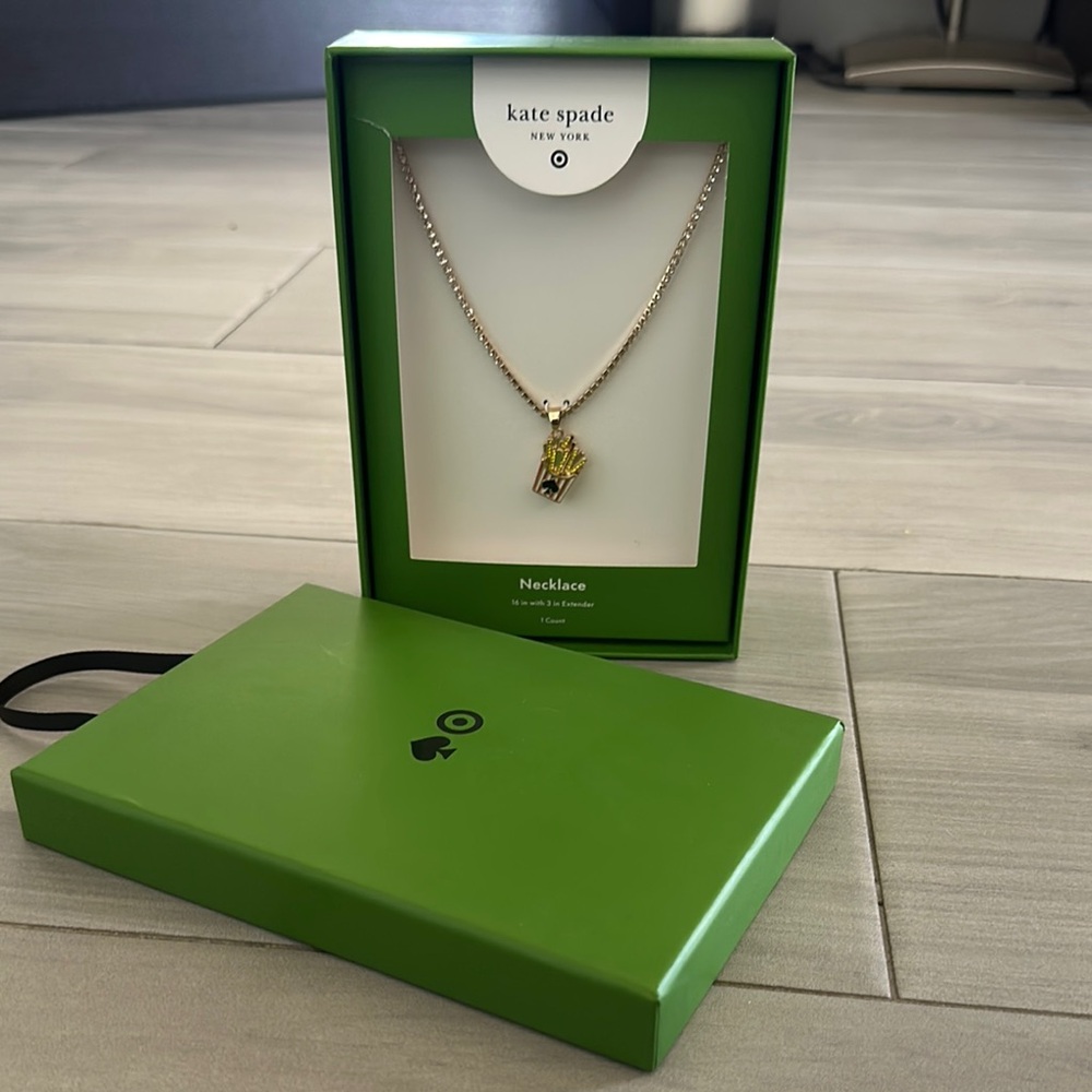 NIB | Kate Spade x Target | “French Fries” pavé chain with pendant necklace 🍟